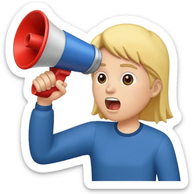  2nd pic yelling into megaphone held in right hand sticker