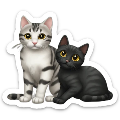 two-cats-bengal-and-cat-black-kitten-together sticker