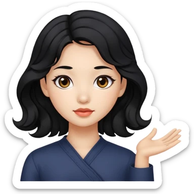 Beautiful girl,Black hair,wavy hair，long hair,Black eyes,Chinese sticker