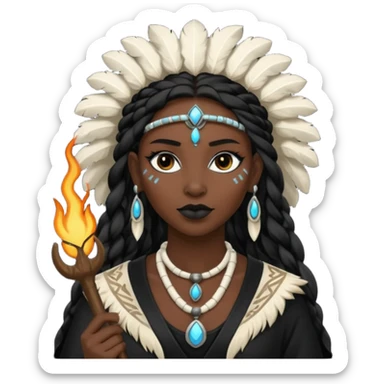 white shaman woman black clothes black accesories  sticker