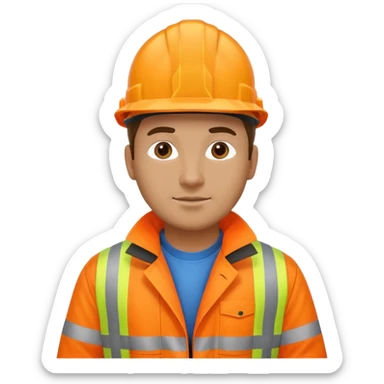 man in hi vis orange coat and jeans sticker