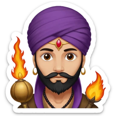 Con el planeta Saturno 🪐 (esto tiene que ser el elemento más importante) , un moro con turbante 👳🏾‍♂️ y la cara del diablo morada esta 😈. Centrate en el planeta Saturno , que se vea claramente con su anillo  y dentro el moro  sticker