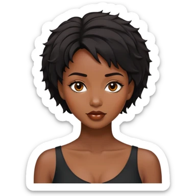 Alluring african woman pixie cut short black tousled hair beautiful sticker
