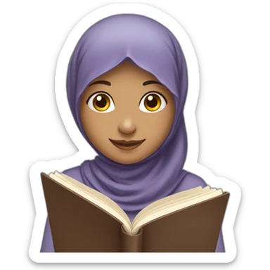 Girl in hijab reading a book and smiling sticker