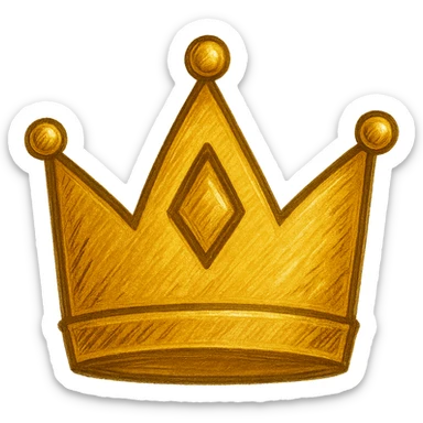 Make the princess crown gold and shiny, keep the original style. sticker