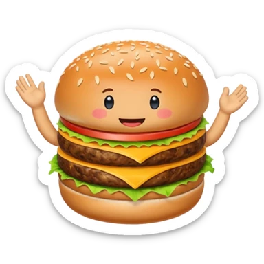 A living burger doing 67 gestures sticker