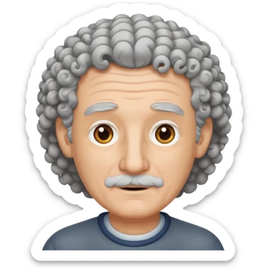 Old white man, curly hair without a beard or mustache sticker