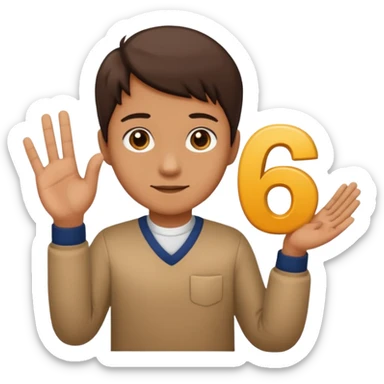 🤷🏻‍♂️ number 6 in left hand and number 7 in the right hand sticker