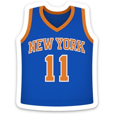 new york knicks basketball jersey featuring the number 11, google emoji style sticker