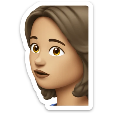 A white brunette thinking “Phew!” sticker