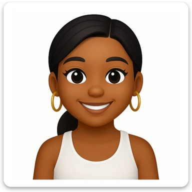 turn the second man in emoji style of the 1st image, match the facial features and match dressing style of the 2nd image, she is wearing white tank top lose sticker