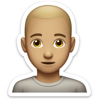 sad boy with buzzcut sticker