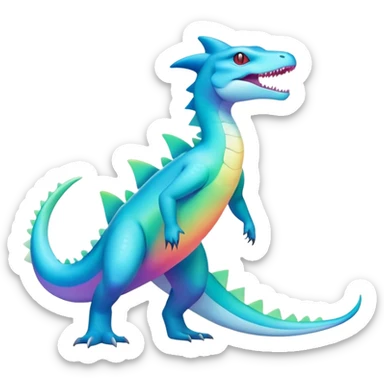 Colorful Iridescent Exotic Aurorus-Amaura-Croconaw-Salamence-Fakémon-hybrid-creature (full body)  sticker
