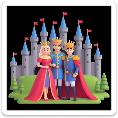 young king and queen posing, castle background sticker