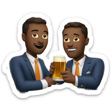 two men drinking beer on a jet sticker