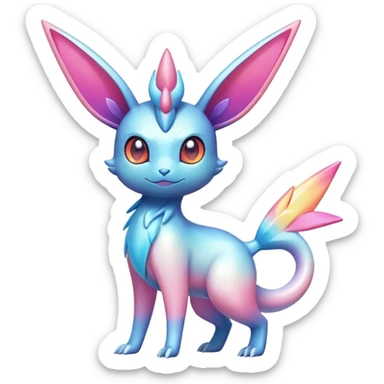 Colorful Shiny Exotic Victini-Salandit-Aurorus-Sylveon-Fakémon-hybrid-creature (full body)  sticker