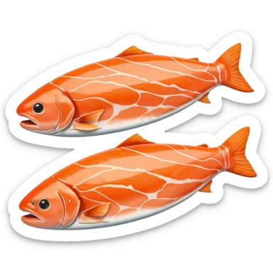 create a  half cut Slice of Salmon

Camera angle: slightly elevated top-down view with a gentle bird’s-eye perspective (about 15–20°), identical perspective and scaled do not add anything  on plate only the slice of salmon  sticker