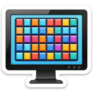 A monitor screen, showing some colorful layouts like scquares, rectangles, etc. sticker