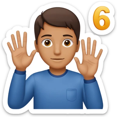 🤷🏻‍♂️ number 6 in left hand and number 7 in the right hand sticker