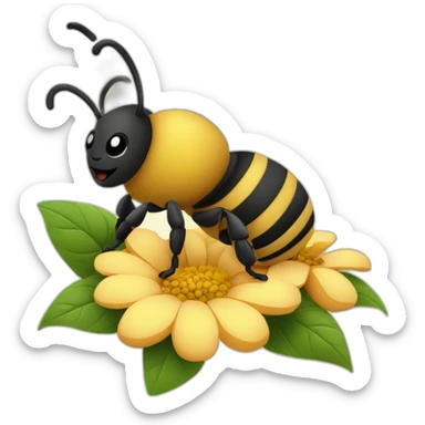 Tattoo style bee on flower sticker