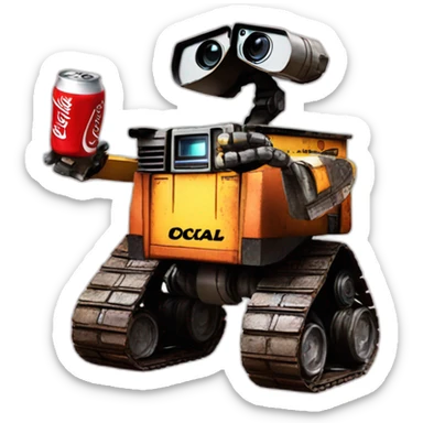 Wall•e drinking a coca cola sticker