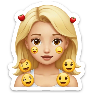 blonde white girl with nutrition emojis around her sticker