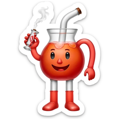 Kool-Aid man with visible arms and legs smoking a bong sticker