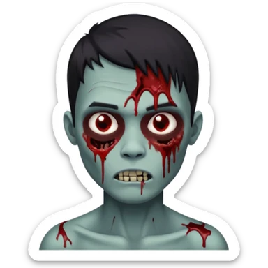 garoto zumbi com cabelo preto e ferimento no rosto sticker