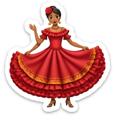 Cinematic Realistic Flamenco Pop Culture Emoji, featuring an expressive portrayal of traditional Spanish dance rendered with dynamic textures and passionate, vibrant lighting. sticker