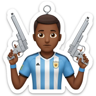 haz un turro con una biszera para atras y con un arma remera argentina pero arma de fuego sticker