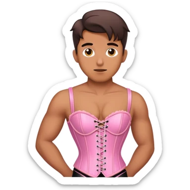 A man wearing a pink corset sticker