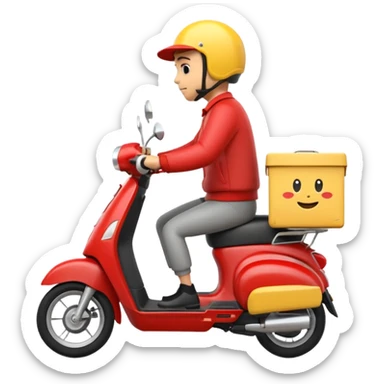 an animated emoji of a food delivery scooter whizzing past fast sticker