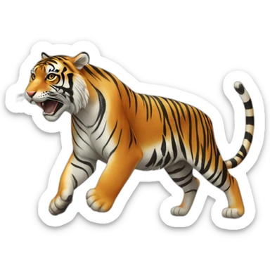 a tiger lunging at its prey sticker