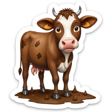 Cow with mud sticker