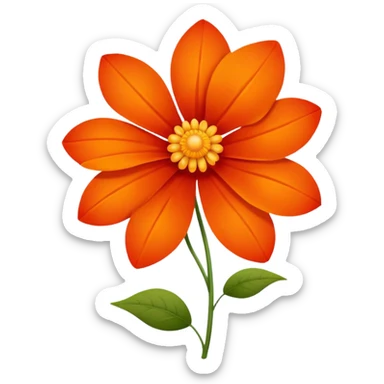 An autumn flower with orange-red petals curled by cool wind. sticker