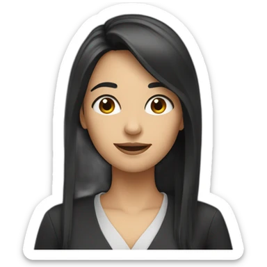 female Teacher with black long hair sticker