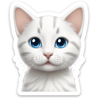 Blue eyed white kitten w gray stripes  sticker