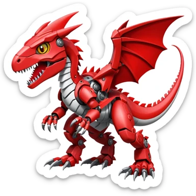 Cool Edgy Digimon-Fakemon-Guilmon-Velociraptor-Dragon-Mecha full body sticker