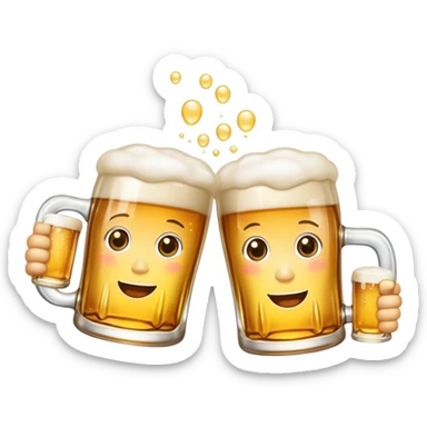 cheers with two beer mugs sticker