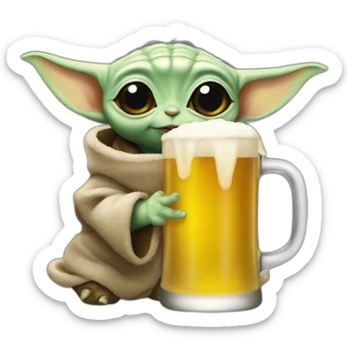 Baby Yoda drink beer sticker