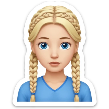 white girl with blonde braids all over her hair  sticker