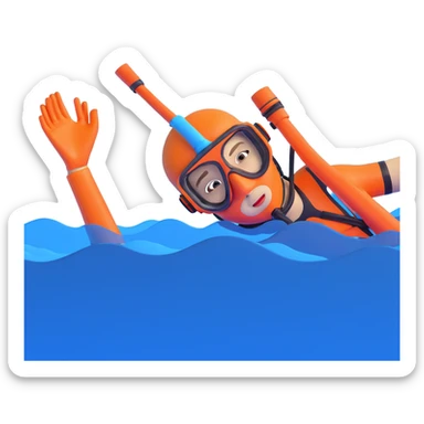 person snorkeling with mask and snorkel in blue water sticker