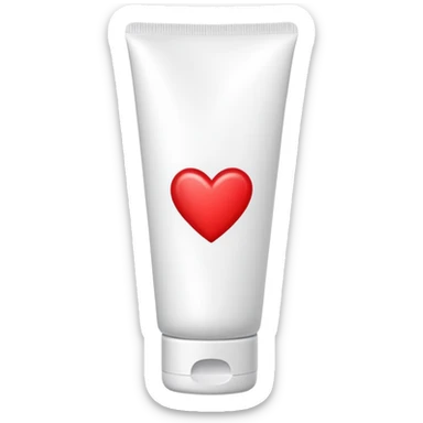 A white cream lotion tube with a red heart label on it sticker