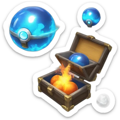 Pokemon Game LootCase Color Blue Fire Flame Rich Treasure Legendary Epic Pokeballs and Pokemons Inside this have Shiny Glow sticker