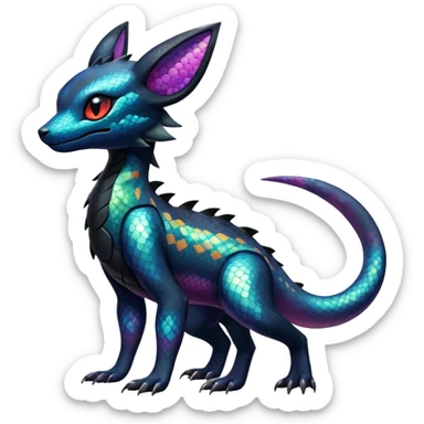 Colorful Dark Shiny Exotic Salandit-Umbreon-Quilava-Fakémon-hybrid-creature (full body)  sticker