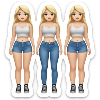 curvy body teen girl huge ass with super short jeans no shirt no bra blonde full body long hair sticker