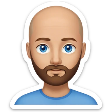 Marriage brunette woman bald man blue eyes beard sticker