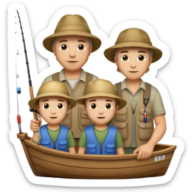 Father and sons fishing on a boat sticker