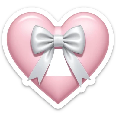 Light pink heart with white ribbon bow sticker