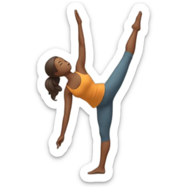 Yoga pose standing on one leg with other in air behind arms in a binding sticker